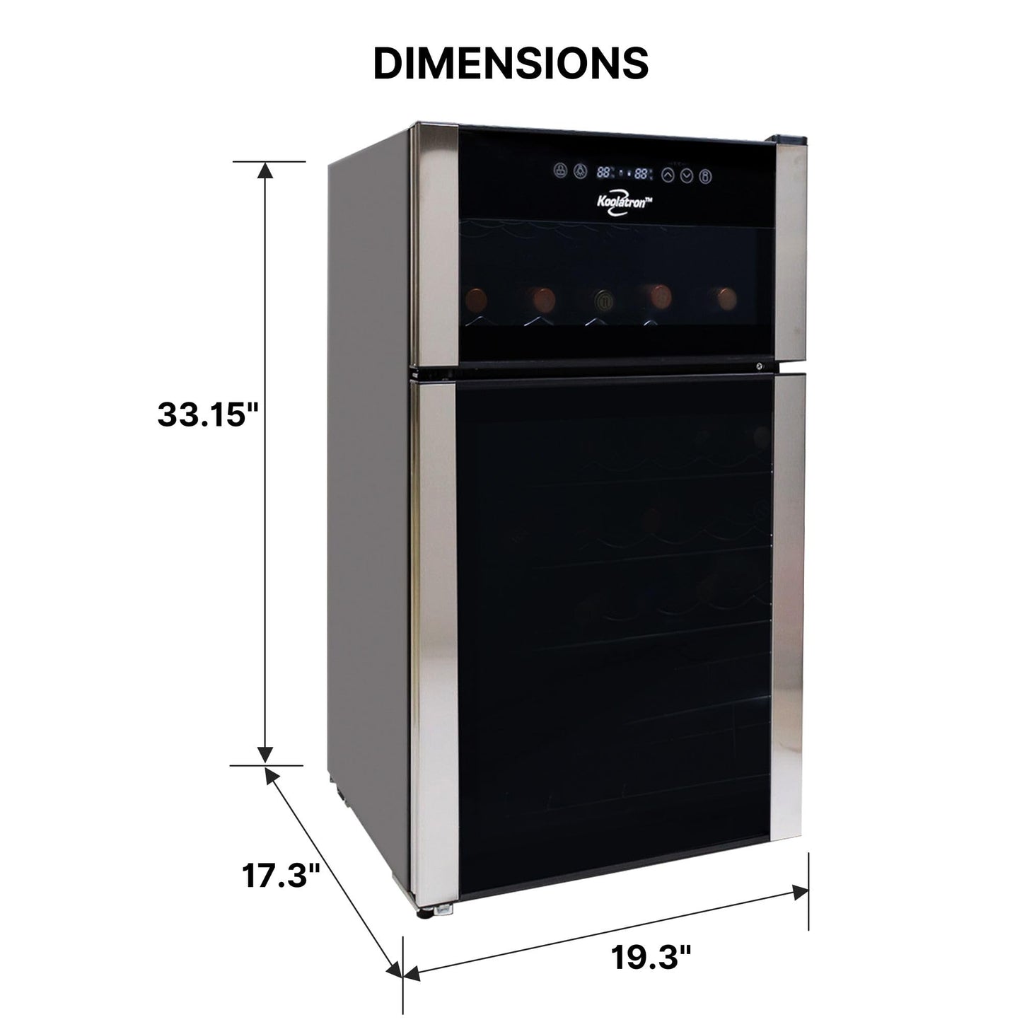 Koolatron 29 Bottle Dual Zone Wine Cooler Black