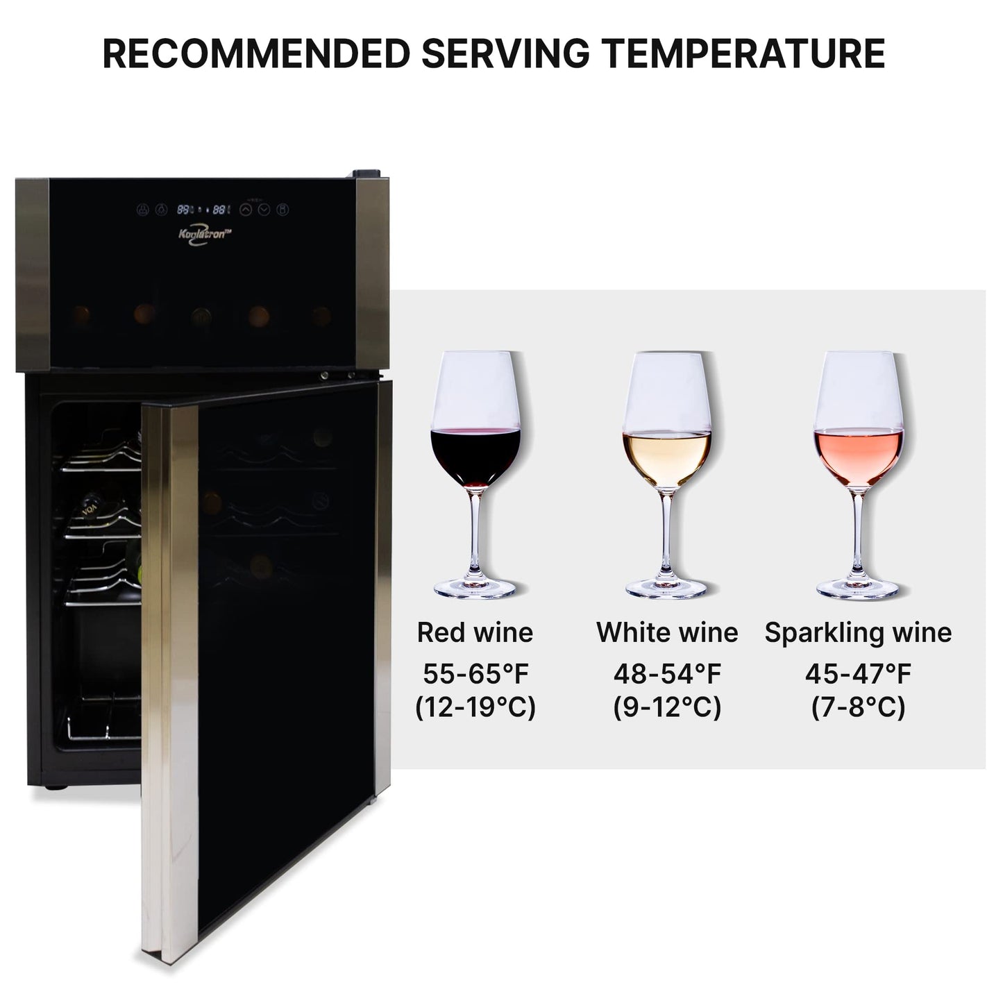 Koolatron 29 Bottle Dual Zone Wine Cooler Black