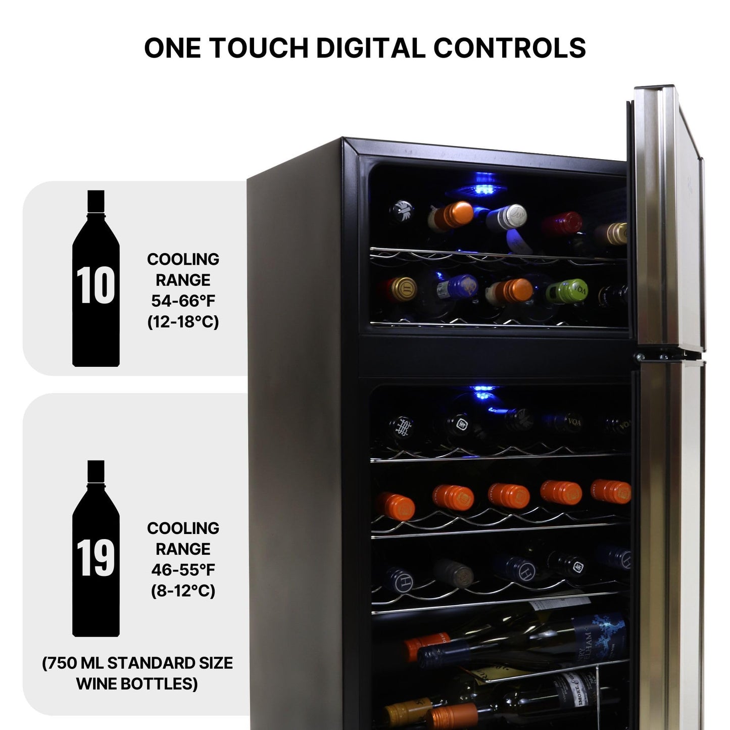 Koolatron 29 Bottle Dual Zone Wine Cooler Black