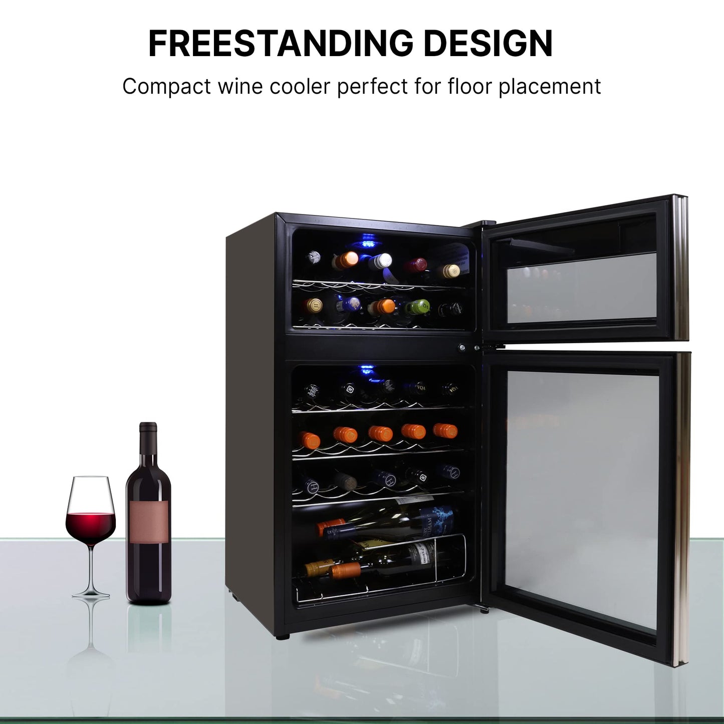 Koolatron 29 Bottle Dual Zone Wine Cooler Black