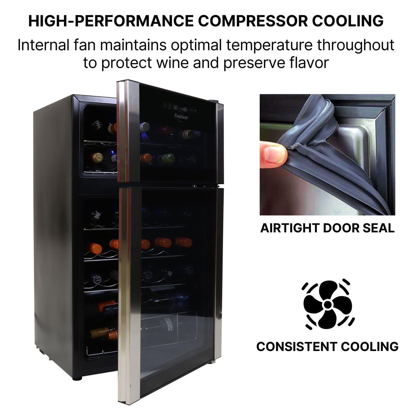 Koolatron 29 Bottle Dual Zone Wine Cooler Black