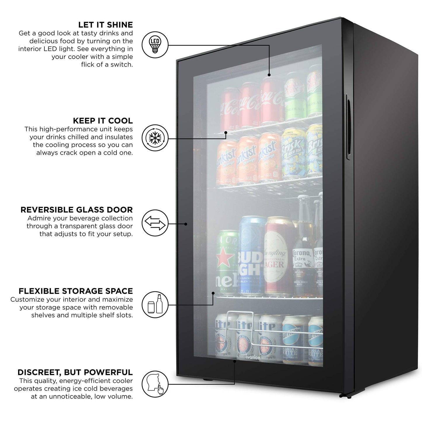 Ivation 126 Can Beverage Refrigerator Mini Fridge