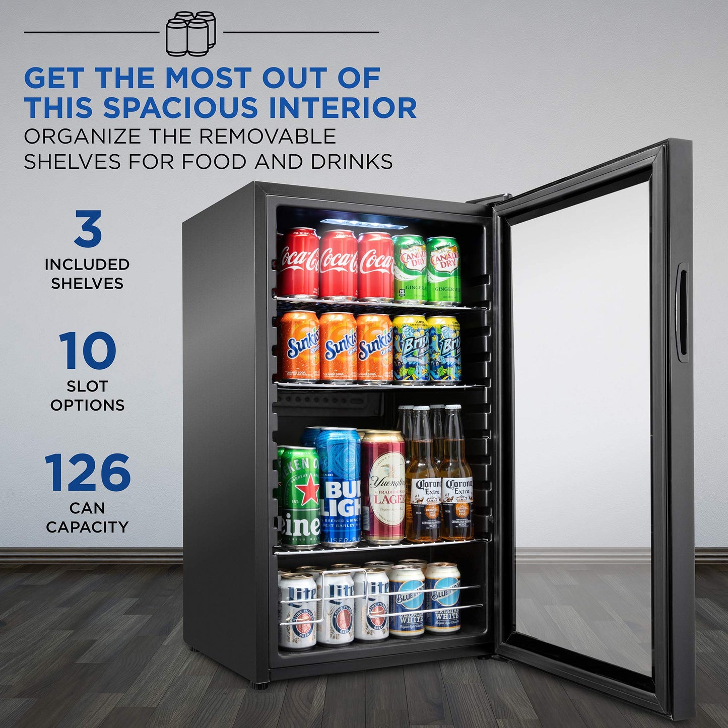 Ivation 126 Can Beverage Refrigerator Mini Fridge